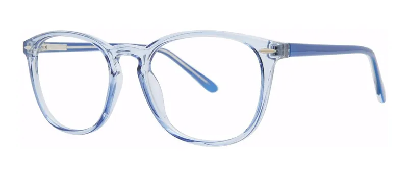 Achieve Blue Crystal round prescription eyeglasses, angled view