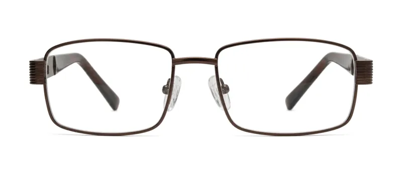 Adjourn Matte Brown/Brown rectangle prescription eyeglasses, front view