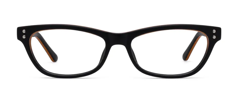 Adorable Black/Brown cat-eye prescription eyeglasses, front view