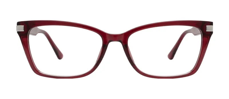 Aimee Red/Crystal cat-eye prescription eyeglasses, front view