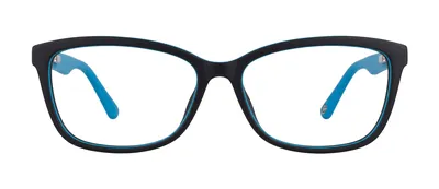 Appreciate Black/Sky Blue cat-eye prescription eyeglasses, front view