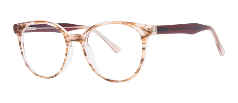 Arrange Brown Crystal round prescription eyeglasses, angled view