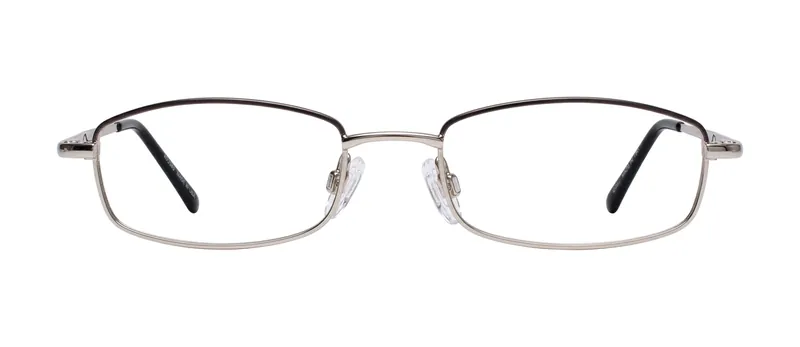 Asap Brown/Silver rectangle prescription eyeglasses, front view
