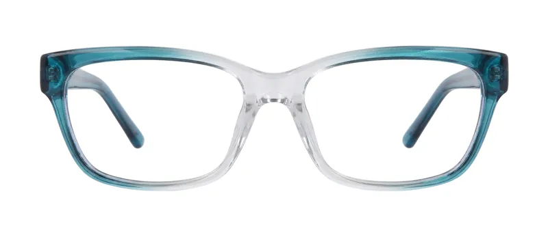 Awaken Teal rectangle prescription eyeglasses, front view