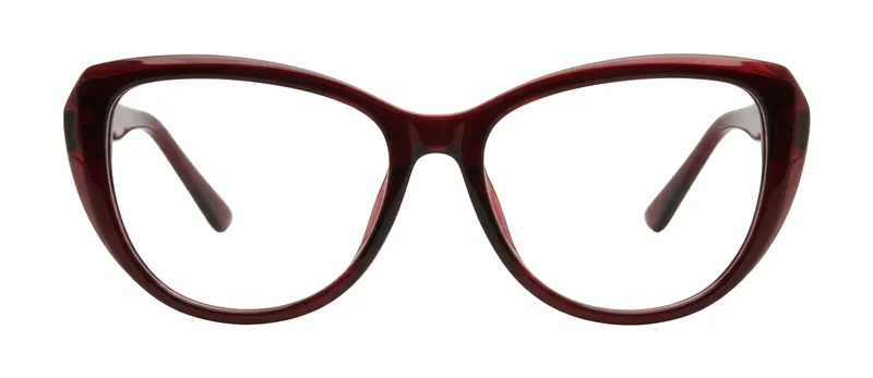 Balmy Burgundy/Burgundy Crystal cat-eye prescription eyeglasses, front view