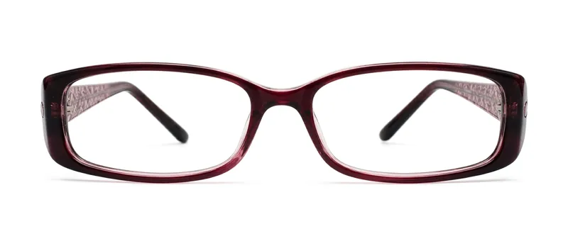 Barb Burgundy rectangle prescription eyeglasses, front view