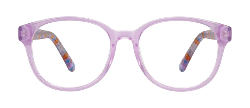 Behave Lilac Frost round prescription eyeglasses, front view