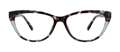 Behold Blue Crystal Tortoise cat-eye prescription eyeglasses, front view