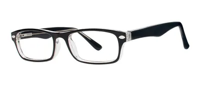 Care Black/Crystal round prescription eyeglasses, angled view