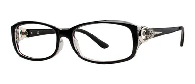 Dee Black/Crystal round prescription eyeglasses, angled view