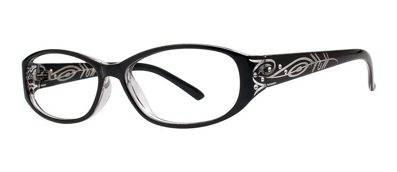 Eileen Black/Crystal oval prescription eyeglasses, angled view