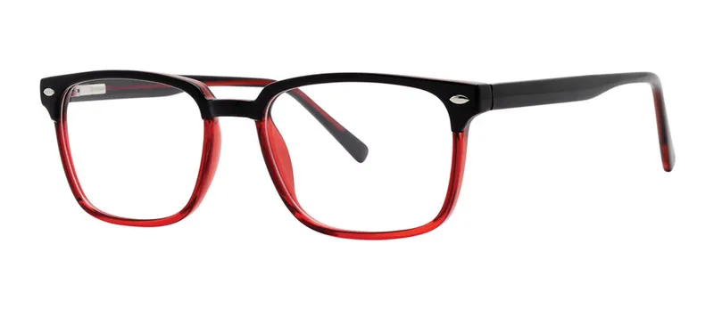 Estimate Black/Burgundy Crystal rectangle prescription eyeglasses, angled view