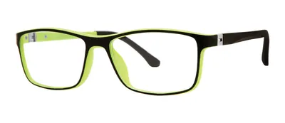 Explorer Black Matte/Lime rectangle prescription eyeglasses, angled view