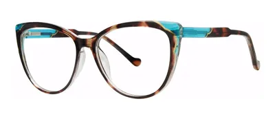 Feelings Tortoise/Blue cat-eye prescription eyeglasses, angled view