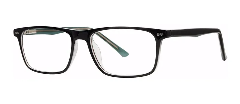 Fiction Black/Crystal Green rectangle prescription eyeglasses, angled view
