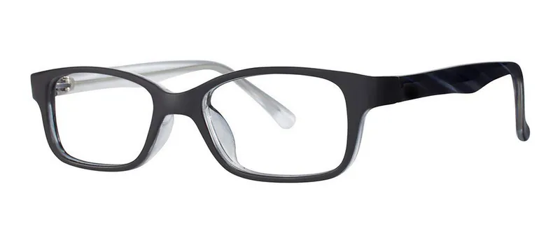 Gentle Black oval prescription eyeglasses, angled view