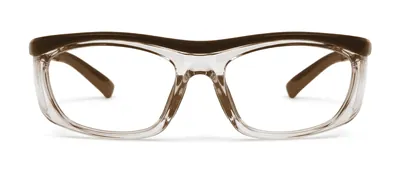 GRXS14 Gloss Brown wrap prescription eyeglasses, front view