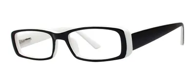 Hannah Black/White rectangle prescription eyeglasses, angled view