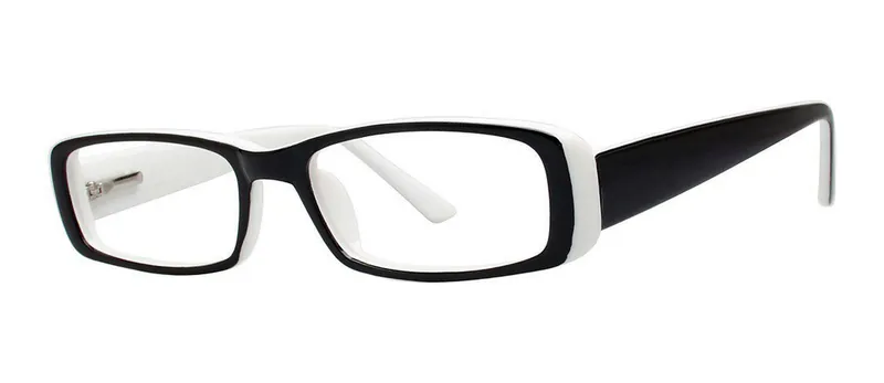 Hannah Black/White rectangle prescription eyeglasses, angled view
