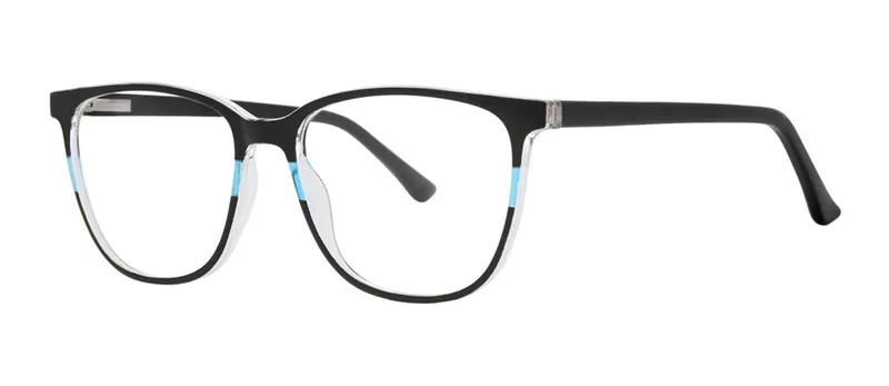Instant Black/Blue Crystal rectangle prescription eyeglasses, angled view
