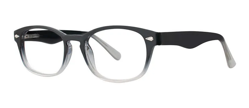 Leisure Black Fade round prescription eyeglasses, angled view