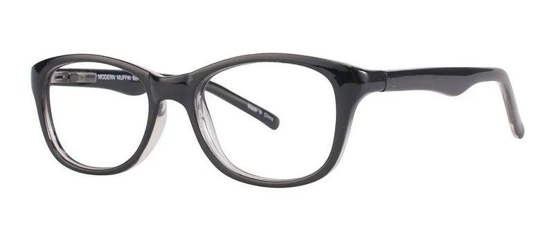 Muffin Black/Crystal round prescription eyeglasses, angled view