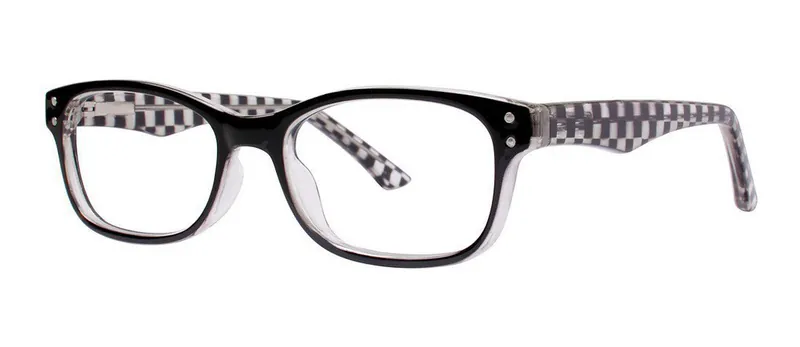 Patches Black/Crystal round prescription eyeglasses, angled view