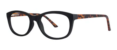 Relax Black/Tortoise round prescription eyeglasses, angled view