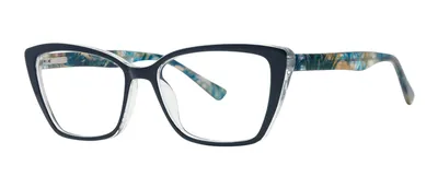Stirring Blue/Crystal/Teal cat-eye prescription eyeglasses, angled view
