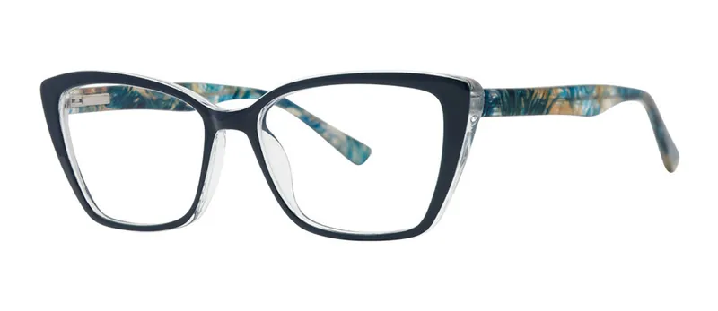 Stirring Blue/Crystal/Teal cat-eye prescription eyeglasses, angled view
