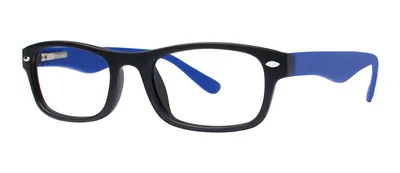 Takeoff Black/Blue round prescription eyeglasses, angled view