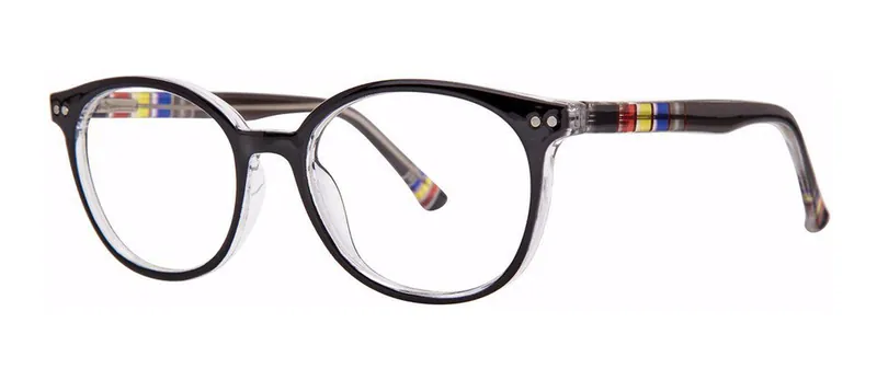 Teagan Black/Crystal round prescription eyeglasses, angled view