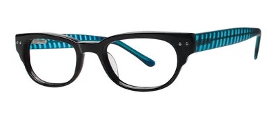 Tender Black/Teal oval prescription eyeglasses, angled view