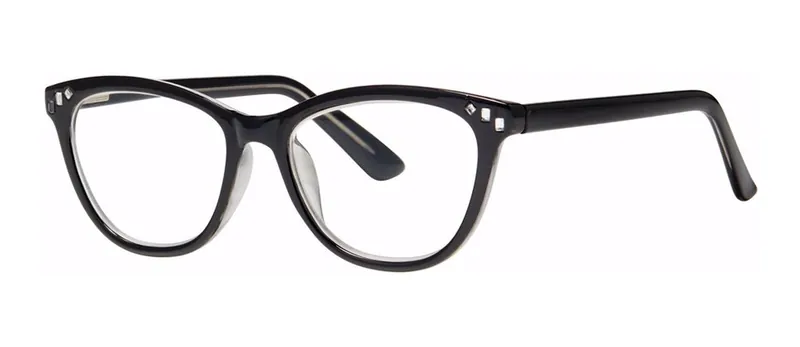 Thrilling Black/Crystal oval prescription eyeglasses, angled view