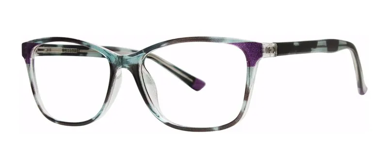 Unexpected Black Crystal/Purple rectangle prescription eyeglasses, angled view