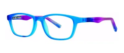 Vibrant Blue oval prescription eyeglasses, angled view