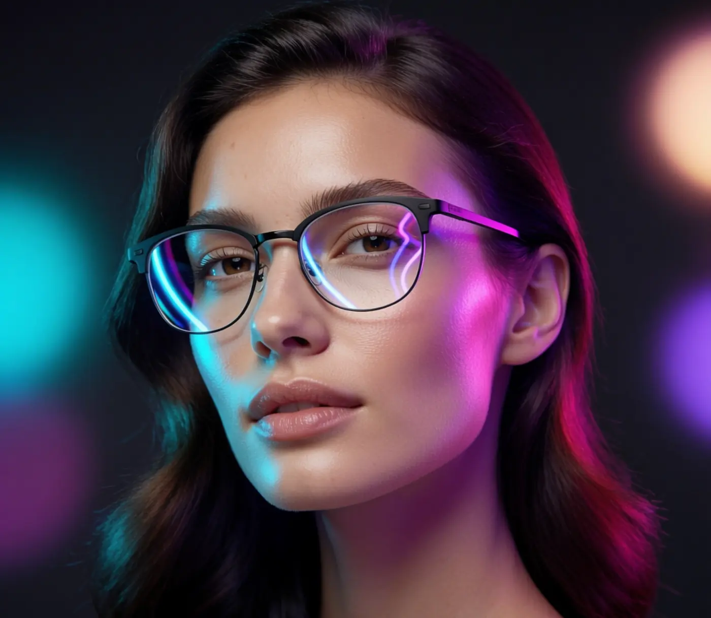Woman in black browline eyeglasses
